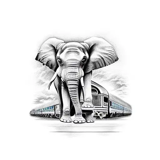 Elephant With Railway