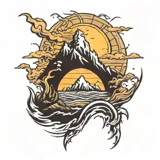 Run Mountain Water Sun Rising