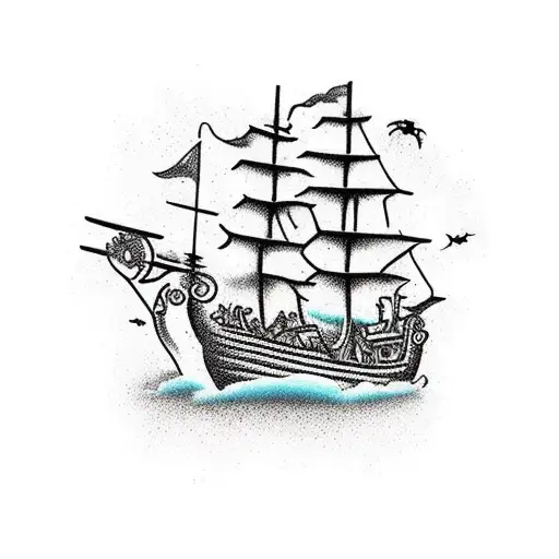 Pirate Ship With Blossoms On It