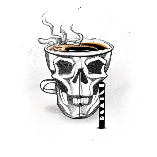 Skull And A Cup Of Coffee