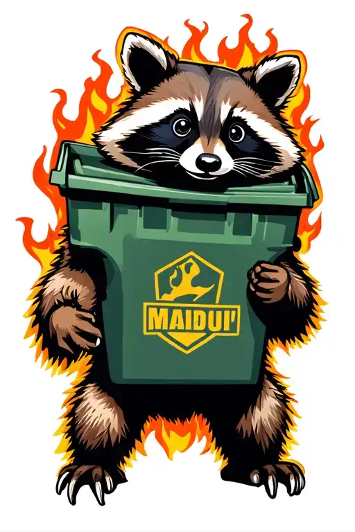Raccoon With Dumpster On Fire