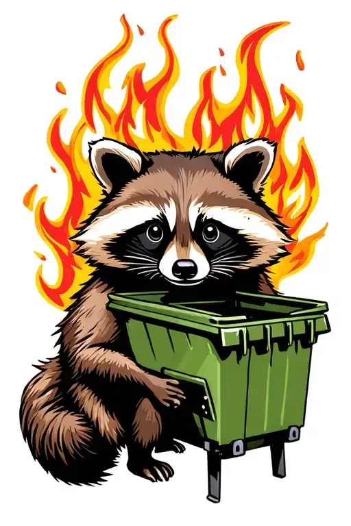 Raccoon With Dumpster Fire