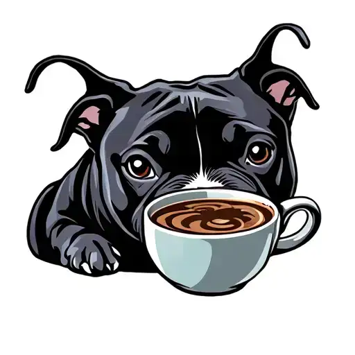 Black Pit Bull Mix Drinking Coffee Cup