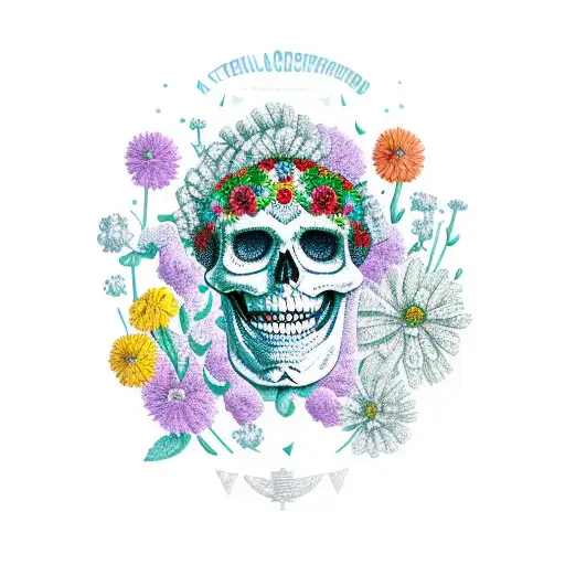 A Skeleton Cowboy Laughing Surrounded By Flowers In A Traditional Mexican Fashion