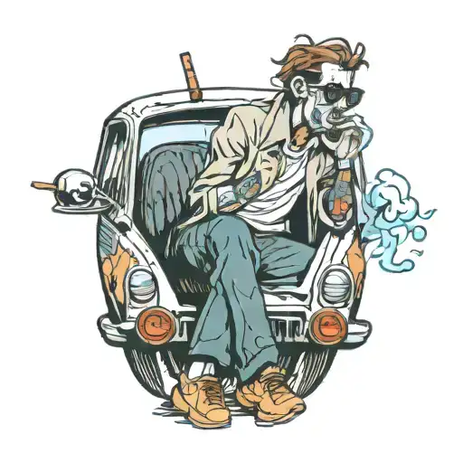 Sitting In A Car Smoking Cigarettes