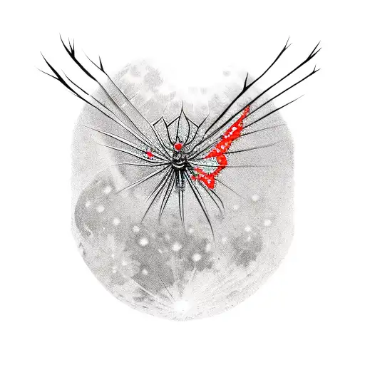 Red Spider Web Goth Design For Collar Bone Must Include Moon