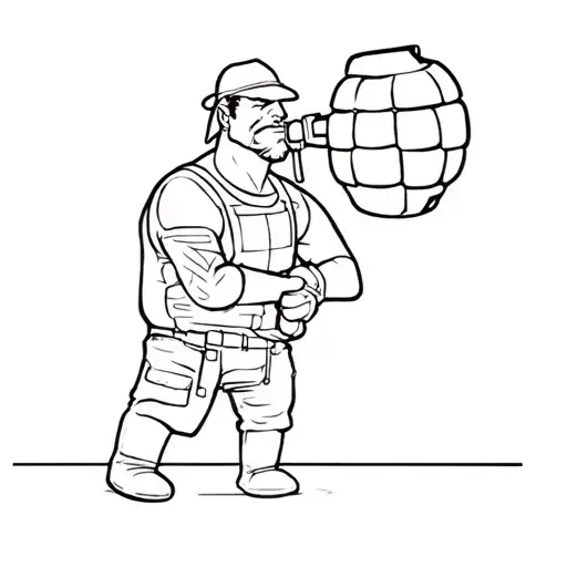 A Cartoon Of A Man Holding A Grenade