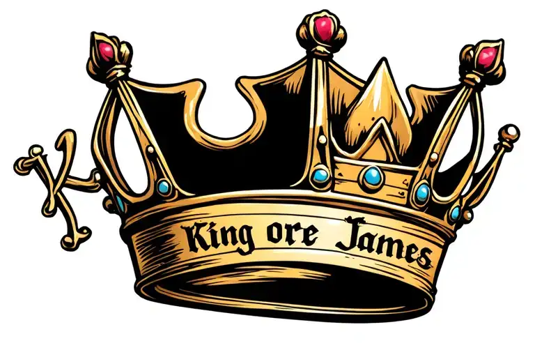 Crown With King James Wrote Inside Of It And Shaded