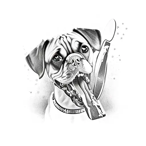 A Dog With A Bone In It's Mouth