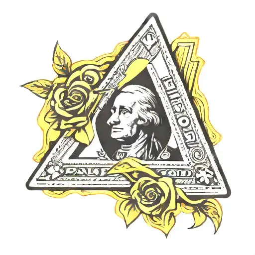 Cartoon Dollar Folded Into A Triangle