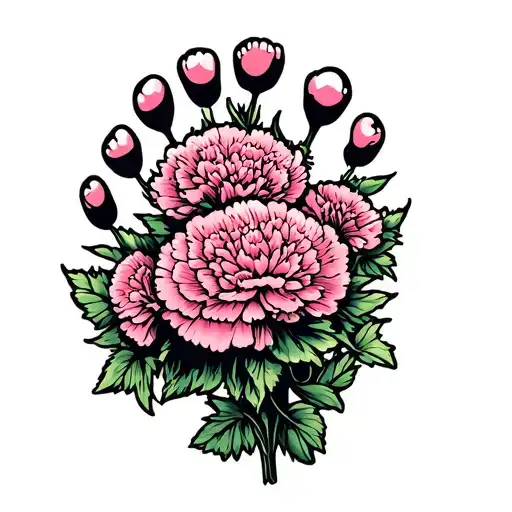 Pink Carnations Baby Foot Print