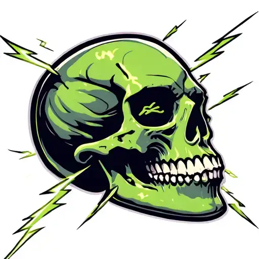 Skull Green And Lightning
