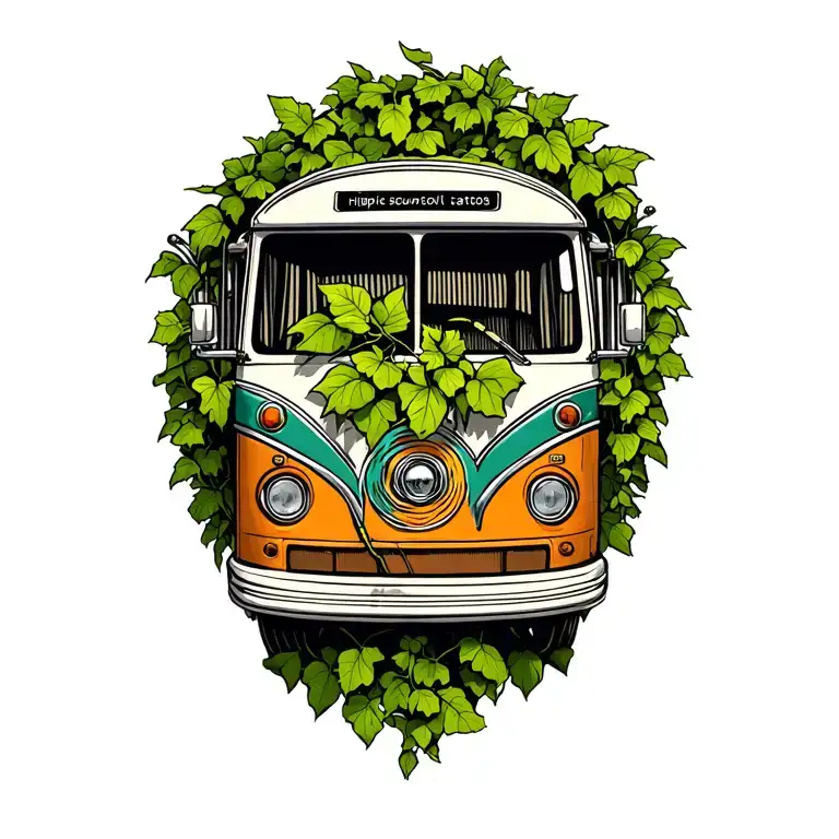 Hippie Bus With Ivy Plant
