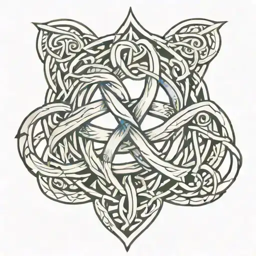 A Celtic Father Daughter Knot Intertwined With A Gemini Symbol