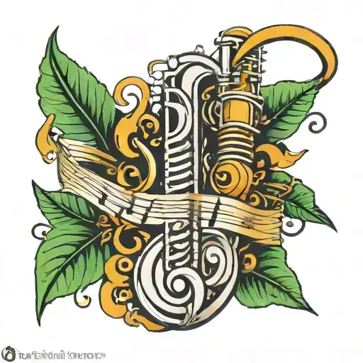 Wrap Around Music Staff Bar Leg Tat