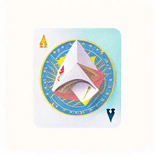 Card Of 7 Of Cups With The Colors Blue And Yellow Gold