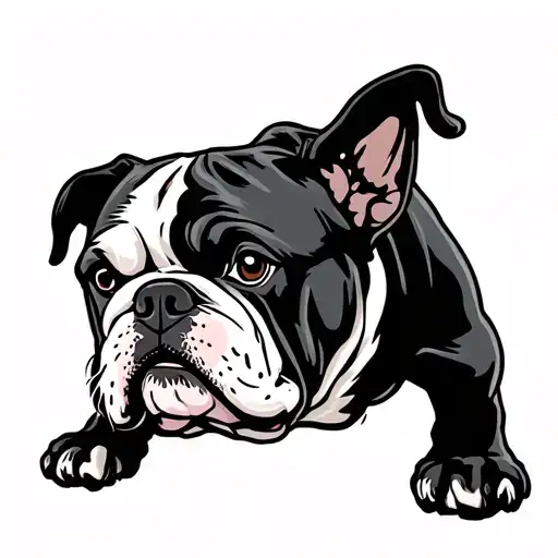 English Bulldog In Outer Soace Tethered To A Space