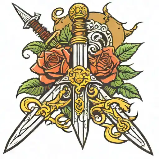 Highland Claymore Sword Through Rose