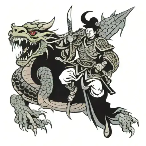 Chinese Warrior Slaying Dragon