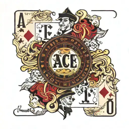 Ace And Jack Playing Cards With Double Zero Roulette Wheel