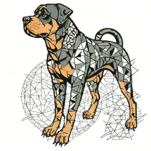 A Rottweiler Dog With Intricate Geometric Patterns Incorporated Into Its Fur