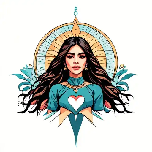 Woman Inspired Design Incorporating Elements Of Universal Love And Spiritual Symbols