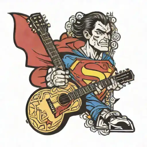 Superman Logo With An Acoustic Guitar