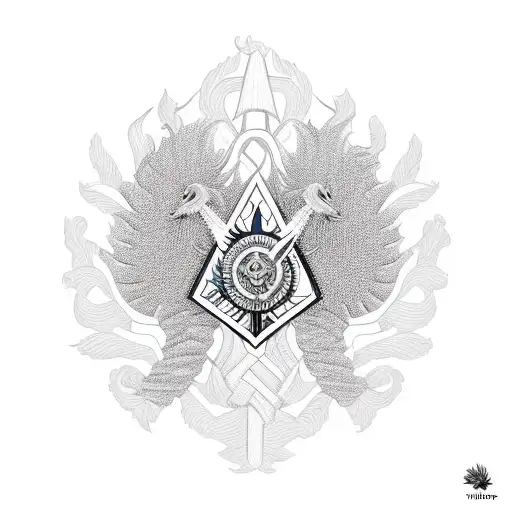 An Intricate Design Combining Military Intelligence Insignia And A Thistle