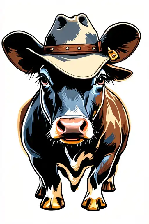 Baby Cow With Cowboy Hat On