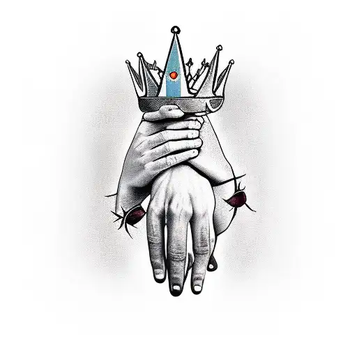 Cross Praying Hands And Thorn Crown