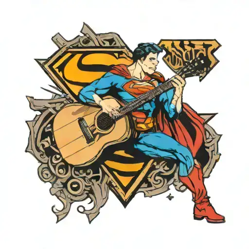 Superman Logo With An Acoustic Guitar