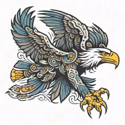 Tribal Eagle Flying Over An Eagle Warrior