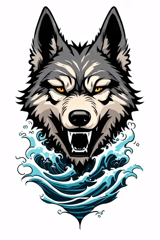 Wolf Mask In Ocean Waves