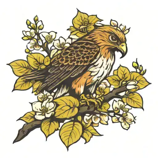 Hawk With Flowering Dogwood