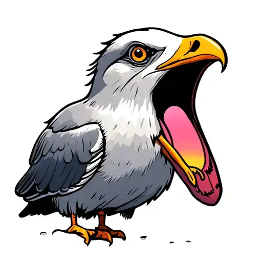 Screaming Seagull Palm Trees Sunset