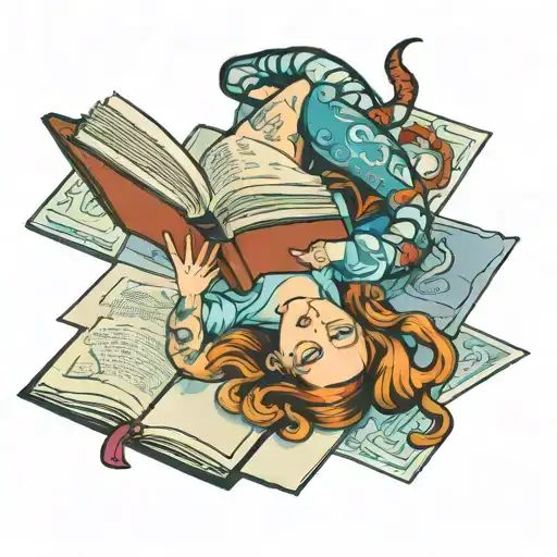 Woman Laying Down Reading A Book Open In Front