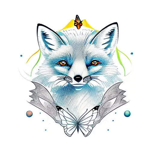 A Fox With A Butterfly On Its Nose