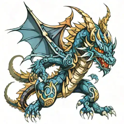 A Tribal Dragon Incorporating Elements Of Yu Gi Oh Cards