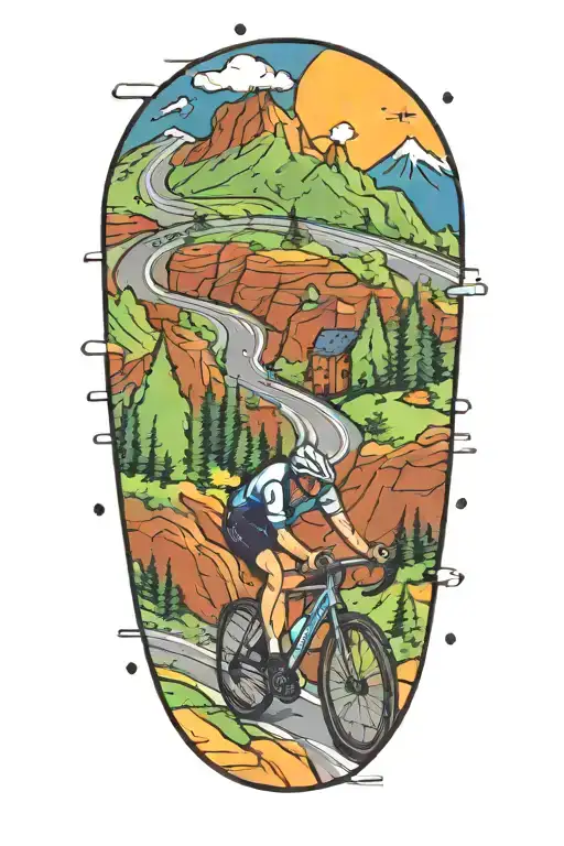 Road Cycling Up A Winding Mountain Road Towarda A Star