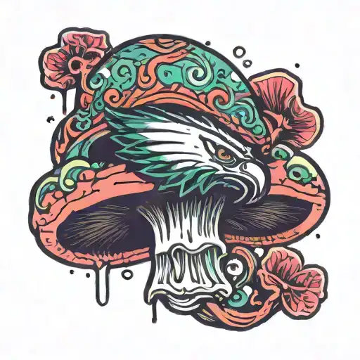 A Psychedelic Mushroom Design With The Philadelphia Eagles Logo Subtly Hidden Within The Details