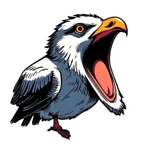 Screaming Seagull Palm Trees Sunset