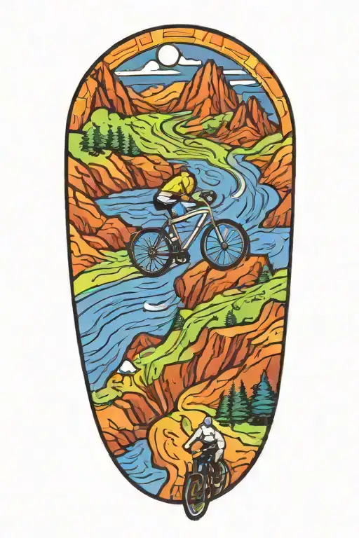 Road Cycling Up A Winding Mountain Road Towarda A Peace Sign