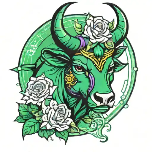 A New-school Design Incorporating Your Zodiac Sign Taurus And Emerald Gemstone