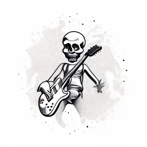 Happy Skull With Electric Guitar