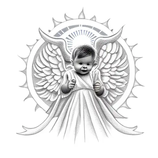 Cute Baby Angel Holding The Sun