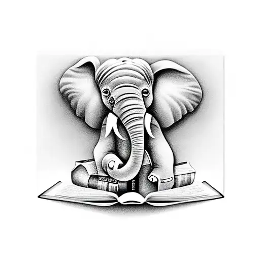 Elephant Sitting Reading A Book