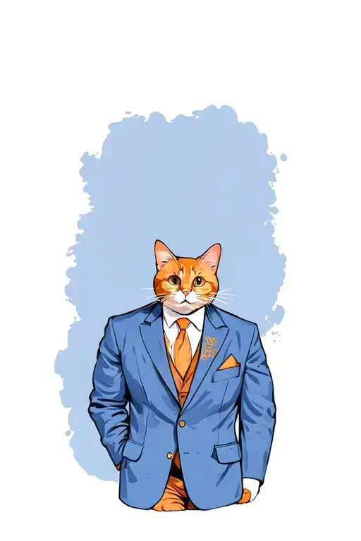 Orange Cat In A Mans Body Dressed In A Suit