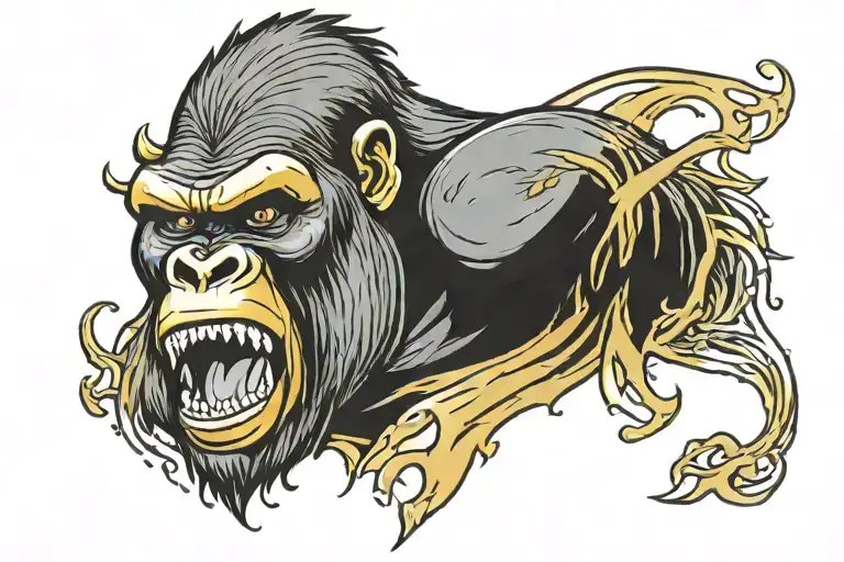 Gorilla With Fangs Gold Wrapped Tightly