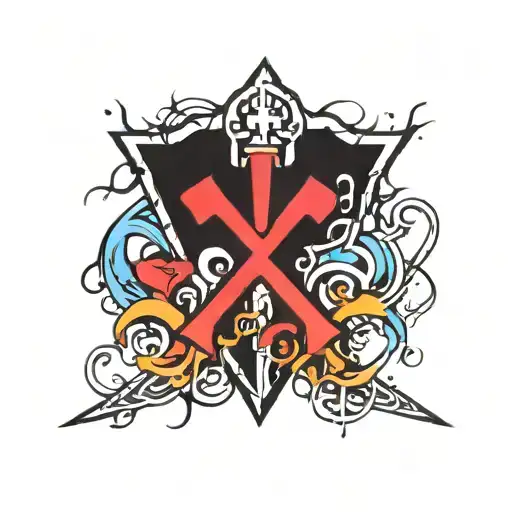 Incorporate A Christian Cross With Gaming Symbols And Music Notes