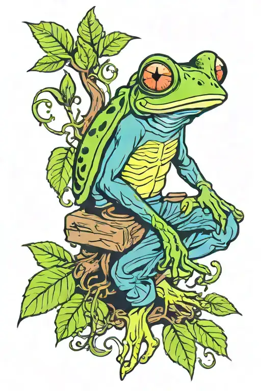 A Human Man With A Tree Frog Head